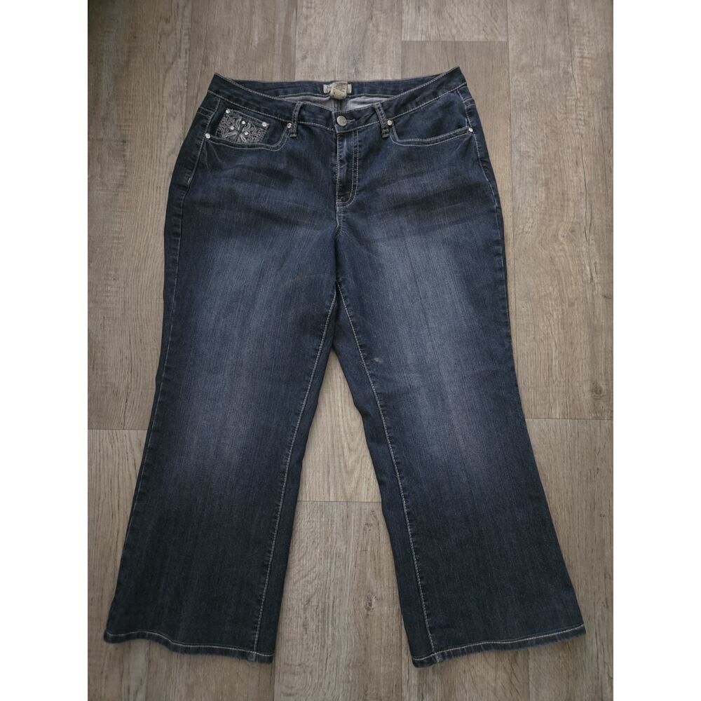 EARL JEANS WOMENS 18W Straight Leg Plus Sz Cross Pocket Embellished Rhinestones